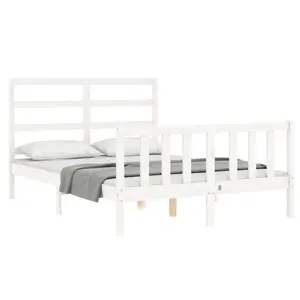 Berkfield Bed Frame with Headboard White 120x200 cm Solid Wood