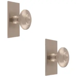 2 PACK - 42mm Round Cabinet Door Knob & 76x40mm Matching Backplate - Satin Nickel Handle