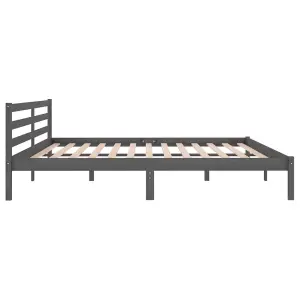 Berkfield Day Bed Solid Wood Pine 200x200 cm Super King Grey