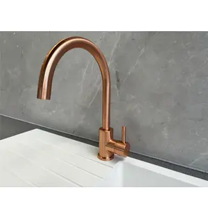 Liquida W06CP Swan Neck Monobloc Single Lever Copper Kitchen Mixer Tap