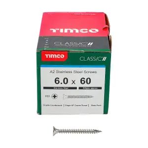 TIMCO Classic Multi-Purpose Countersunk A2 Stainless Steel Woodcrews - 6.0 x 60 (200pcs)