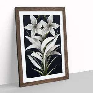 XV1022-3943X Shining Flowers - Single Picture Frame Print Walnut Framed / 64cm H x 46cm W x 2cm D