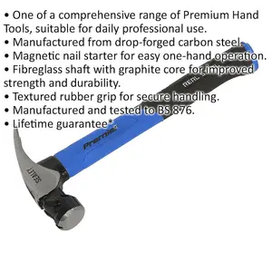 High-Quality 20oz Claw Hammer with Fibreglass Shaft and Magnetic Nail Starter