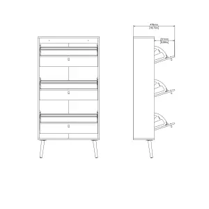 Cumbria Shoe Cabinet 3 Flip Down Doors