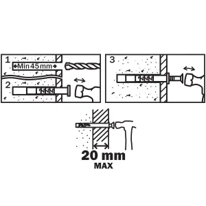 Diall PZ Countersunk Hammer fixing (Dia)8mm (L)60mm, Pack of 10