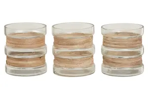 Interiors by Premier Set of 3 Natural Glass Tealight Holders, Decorative Tea Light Holders, Identical Tea Light Candle Holders