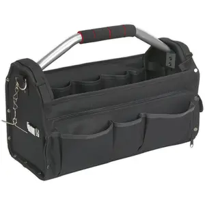 15 Pocket Heavy-Duty Open Tool Bag with Rigid Base - 485mm x 250mm x 350mm - Black