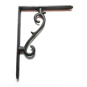 Oakcrafts - Pair of Antique Cast Iron Thorn Shelf Brackets - 175mm x 135mm