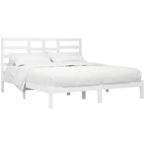 Berkfield Bed Frame White Solid Wood 180x200 cm 6FT Super King