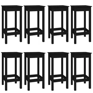 Berkfield 9 Piece Bar Set Black Solid Wood Pine