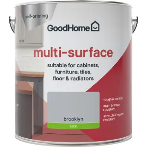 GoodHome Renovation Brooklyn Satinwood Multi-room Multi-surface paint, 2L