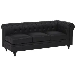 Right-Hand Corner Sofa CHESTERFIELD Black Faux Leather Right Hand