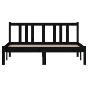 Berkfield Bed Frame Black Solid Wood 135x190 cm Double