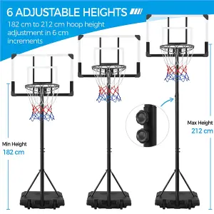 Yaheetech Black Portable Basketball System with Adjustable Height Pole and Wheels 82cmL x 57cmW