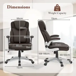 Costway Executive Office Chair PU Leather Computer Desk Ergonomic Chair W/ Rock Function