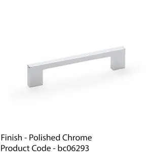 Slim Square Bar Pull Handle - Polished Chrome - 128mm Centres SOLID BRASS Drawer