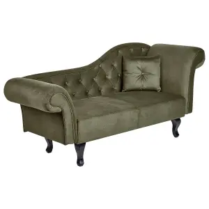 Right Hand Velvet Chaise Lounge Olive Green LATTES II