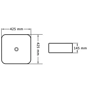 Wash Basin 42.5x42.5x14.5 cm Ceramic Black