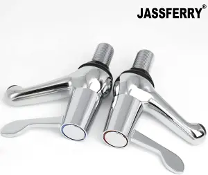 JASSFERRY Chrome Pair of Basin Pillar Taps Top Lever Handle Set of 2, 1/2"