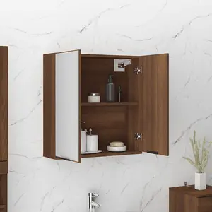 Berkfield Bathroom Mirror Cabinet Brown Oak 64x20x67 cm