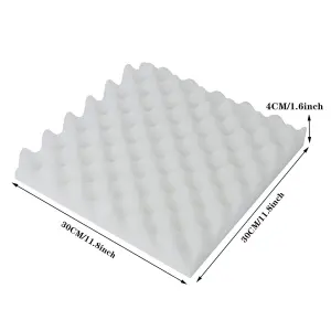 White 12 pcs High-Density Dust-Free Flame-Retardant Acoustic Foam Egg Crate Fireproof Soundproof Foam 30x30x4cm