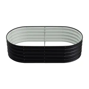 160cm x 80cm Oval Raised Garden Beds Outdoor Steel Planter Box with Support Rod for Flowers, Anthracite