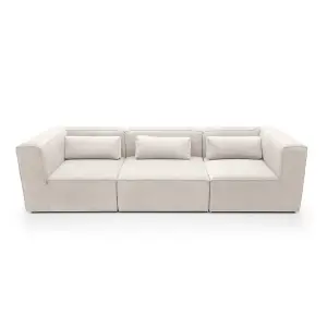 Doris Modular 4 Seater Sofa in White Cord Chenille