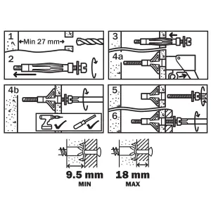 Diall Steel Pan head Hollow wall anchor M6 (L)37mm, Pack of 4