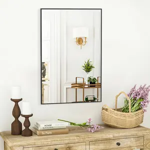 Laxami Metal Framed Wall Mounted Mirror in Black