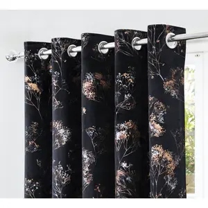 Eyelet Room Darkening Thermal Curtains (Set of 2) Black