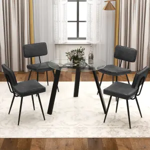 COSTWAY Set of 2 Faux Leather Dining Chairs Padded Kitchen Armless Chairs Metal Legs