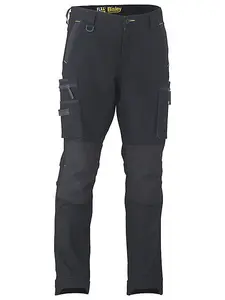 BISLEY WORKWEAR FLX & MOVE STRETCH UTILITY CARGO TROUSER WITH KEVLAR KNEE PAD POCKETS BLACK 28R