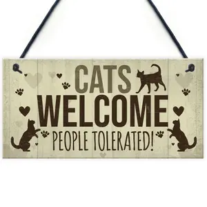 Red Ocean Novelty Cat Signs For Home Funny Cat House Sign Gate Door Plaque Pet Animal Lover Gifts