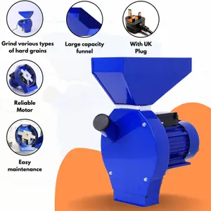 Electric Farm Feed Grinding Machine 240kg/h Capacity, 4 Mesh Sizes - Perfect for Poultry Grain Crushing - Wheat Corn Oats and More