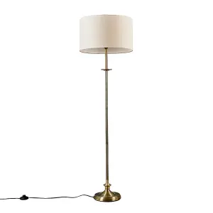 ValueLights Belmont Traditional Style Antique Brass Sconce Floor Lamp with Beige Drum Shade