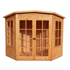 Shire Hampton 10x10 ft Toughened glass & 2 windows Pent Wooden Summer house - Assembly service included