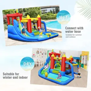 Costway 7-In-1 Inflatable Water Slide Jumping Bouncy Castle House Splash Pool Climbing