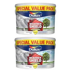 Dulux Weathershield Smooth Masonry Paint White 7.5L White Pack of 2