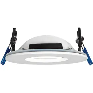 Matt White Recessed Bathroom Downlight - 9W Cool White LED - Slim Ceiling Light