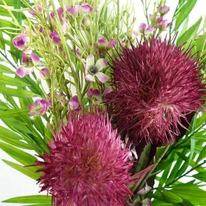 Pack of 6 x 70cm Globe Thistle Purple Ball Artificial Flower Stem