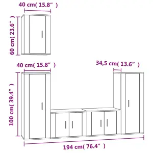 Berkfield 5 Piece TV Cabinet Set High Gloss White Engineered Wood