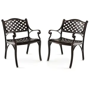 Costway 2 Pcs Cast Aluminum Patio Dining Chairs Heavy Duty Metal Bistro Chairs