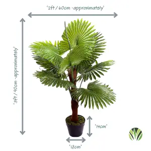 Best Artificial 3ft - 90cm Fan Palm Tree