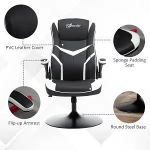 Vinsetto Gaming Chair Ergonomic Computer with Adjustable Height Pedestal Base, Home Office Desk Black and White