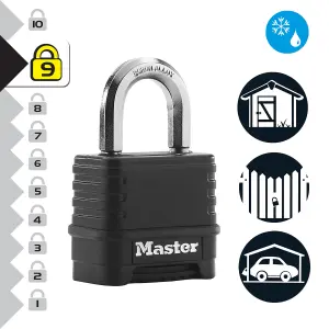 Master Lock Weather tough Black Zinc Combination Padlock (H)46mm (W)57mm