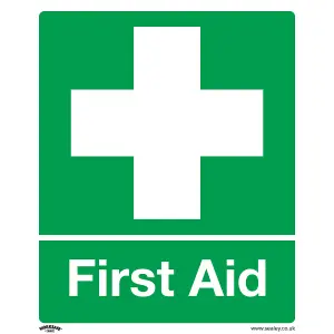 Sealey Safety Sign First Aid Rigid Plastic 10-Pack Protection Adhesive SS26P10