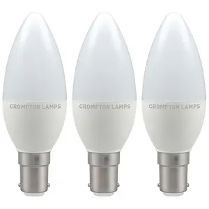 Crompton Lamps LED Candle 5.5W B15 Warm White Opal (40W Eqv) (3 Pack)