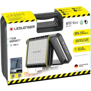 Ledlenser AF8R Rechargeable 4000lm LED Cordless Area Work Light Floodlight, IP67, Tripod Mounting, Up To 14H Battery, USB-C