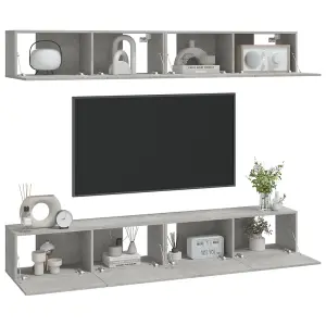 Berkfield Wall TV Cabinets 4 pcs Concrete Grey 100x30x30 cm