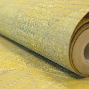 Galerie Pepper Raffia Yellow Shimmer Geometric Diamond Wallpaper